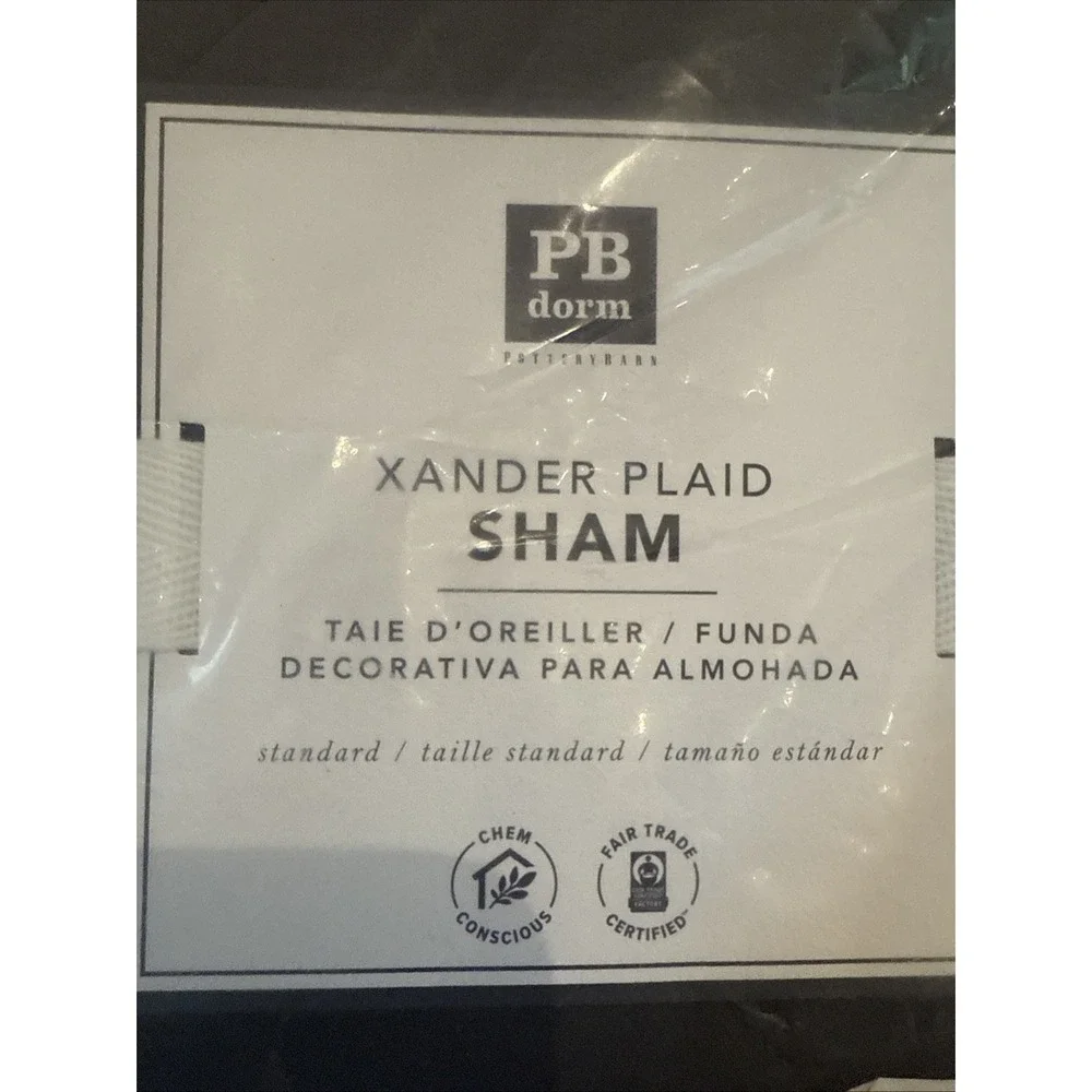 Pottery Barn Teen Xander‎ Plaid Standard Sham  Gray